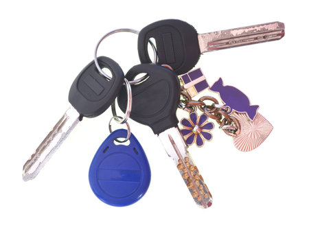 A bundle of keys isolated on white background 