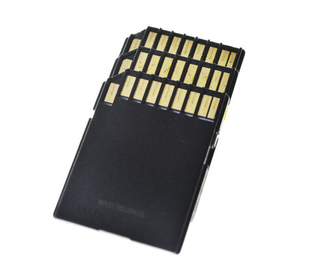 Black SD memory card isolated on white background