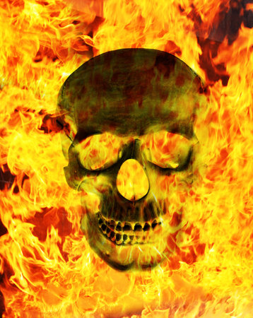 Fire skullの写真素材