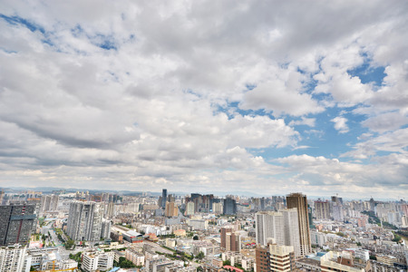city under  cloud day in chinaのeditorial素材