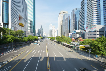 modern building in Shennan road Luohu district , shenzhen city,chinaのeditorial素材