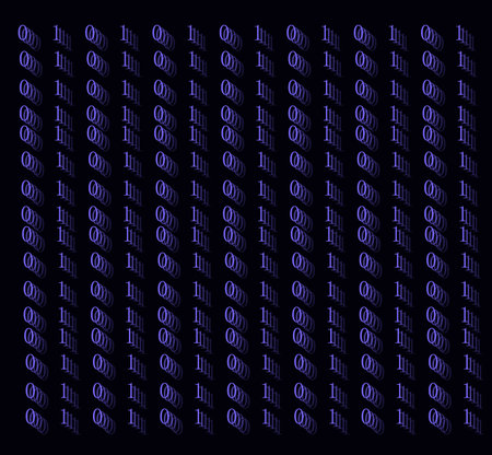 Technology digital background, glowing figures, binary code