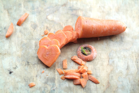 Carrot cut in heart-shapedの写真素材