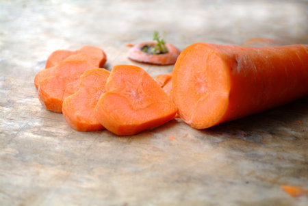 Carrot cut in heart-shapedの写真素材