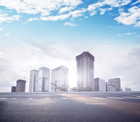 modern building and city roadのeditorial素材