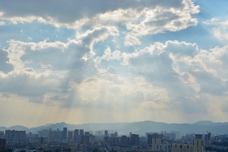 Skyline of Kunming cityのeditorial素材