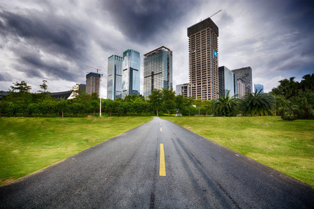 road to cityの写真素材