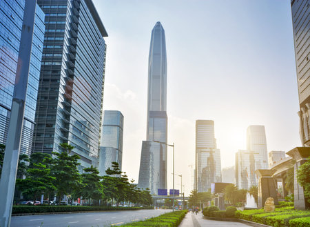 modern buildings in business center city