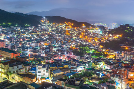 the night view of the city from the observatoryの写真素材