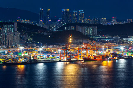 the night view of the city from the observatoryの写真素材