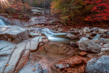 Autumn Scenery of Bangtaesan Falls in Koreaの写真素材