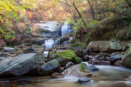 Autumn Scenery of Bangtaesan Falls in Koreaの写真素材