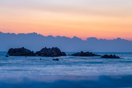 Korean East Sea sunrise sceneの写真素材