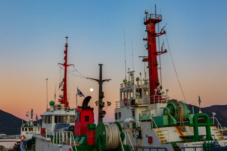 Sunset scenery of Masan Port in Korea