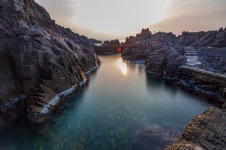 Morning view of Songdaemal Lighthouse, Gyeongju, Koreaの写真素材