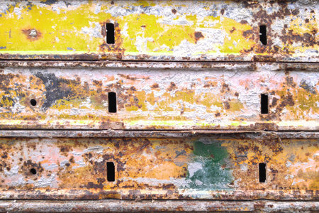 Rusted, galvanized, corrugated iron siding, vintage background.