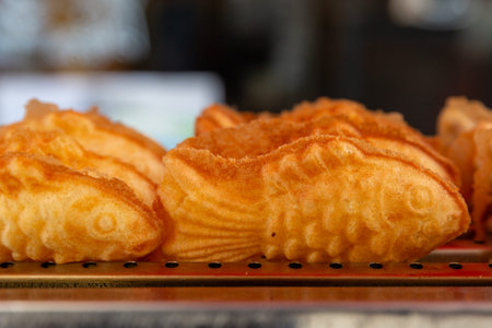 Korean style pancake (Bungeoppang) ,Fish-shaped bread with sweet red bean filling in South...