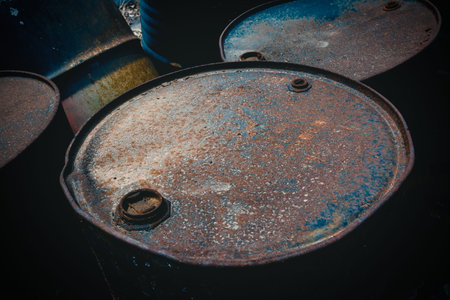 scrap metal, drum, waste product, rusty steel texture