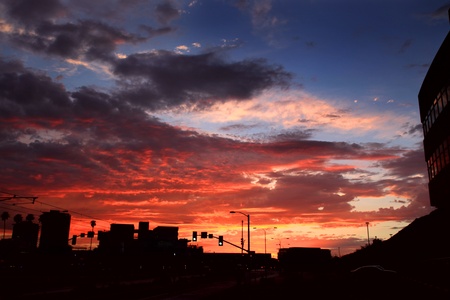 Sunset taken in Tempe, ASU  A  moutain  city view of phoenix area の写真素材