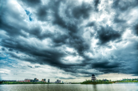 HDR of clouds before rainstormの写真素材