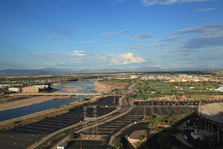 Aerial view of a townの写真素材