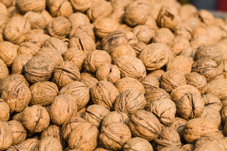 walnut stacked in the market place