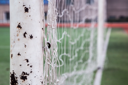 net of soccer gate in the track fieldの写真素材