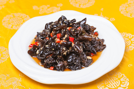 black fungus with chili sauce, a popular chinese dishの写真素材