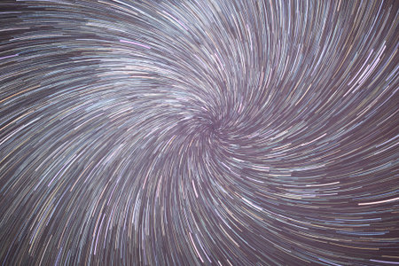 star trails at nightの写真素材