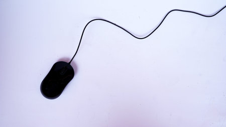 black mouse isolated white backgroundの写真素材