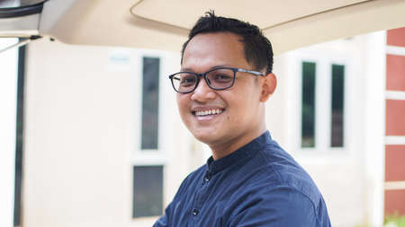 Muslim families travel back to their hometowns by car to celebrate Eidの写真素材