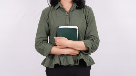 Christian women hold the Scriptures isolated white background