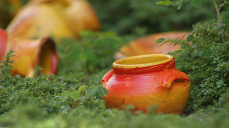 Clay pots and jugs. Ceramic Miniaturesの写真素材