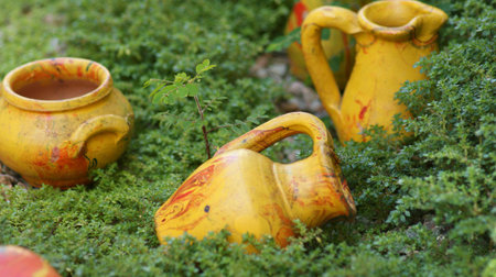 Clay pots and jugs. Ceramic Miniaturesの写真素材