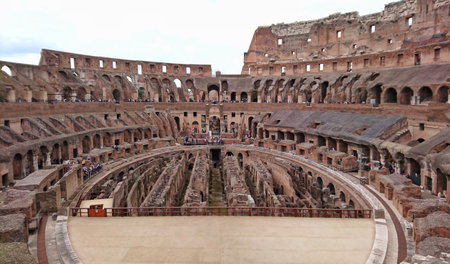 Rome, beautiful sunny day for a walk with the family and recording important moments togetherの写真素材