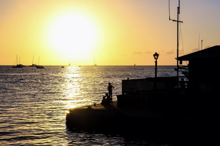 Family Fishing near the river.の写真素材