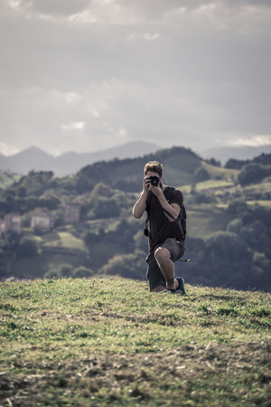 taking pictures in zarautzの写真素材