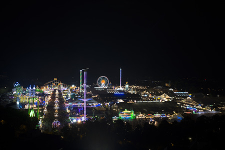 night shot of Oktoberfest 2015 from churchの写真素材