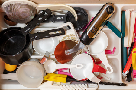 kitchen utensils in a real life homeの写真素材