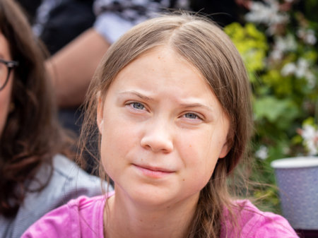 Stockholm, Sweden. 2 August, 2019. 16-year-old Swedish climate activist Greta Thunberg last...