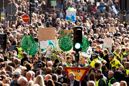 Stockholm, Sweden. 27 September, 2019. Swedish climate activists inspired by Greta Thunberg protest...