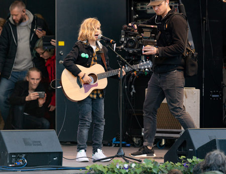 Stockholm, Sweden. 27 September, 2019. Swedish climate activists inspired by Greta Thunberg protest...