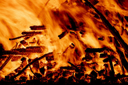 Fire burning at night