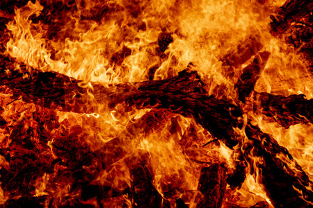 Fire burning at night