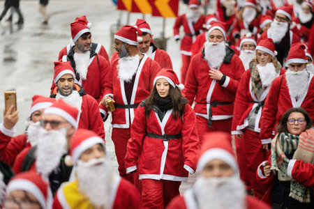 Stockholm, Sweden. 8th December, 2019. Stockholm Santa Run, a charity run for everyoneのeditorial素材