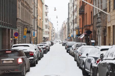Quiet street on a winter morningの写真素材