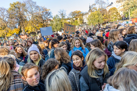 Stockholm, Sweden. 22 October, 2021. Swedish climate activists inspired by Greta Thunberg protest in...