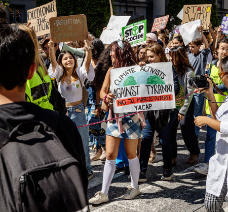 STOCKHOLM, SWEDEN - JUNE 3 2022: International Fridays For Future climate activists demonstrating in...
