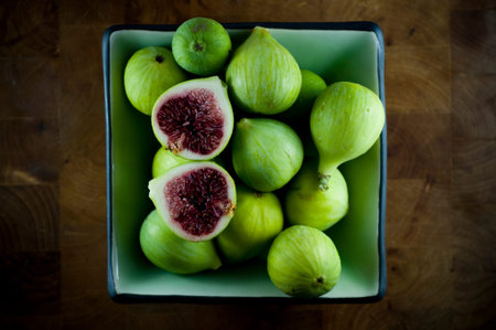 Figs in a bowl from aboveの写真素材