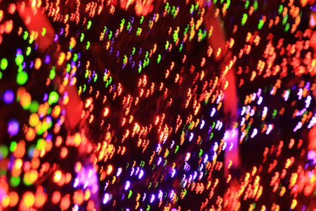 Christmas Night Lights in Abstract Format - Beautiful Colors of the Holiday Season - Dots of Red,...